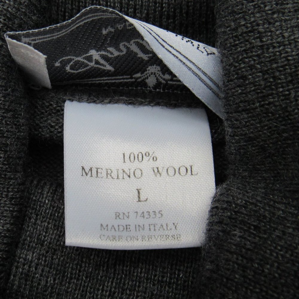 100% Merino Wool Gray Turtleneck Made in Italy Antonella Womens Size L - Picture 6 of 12